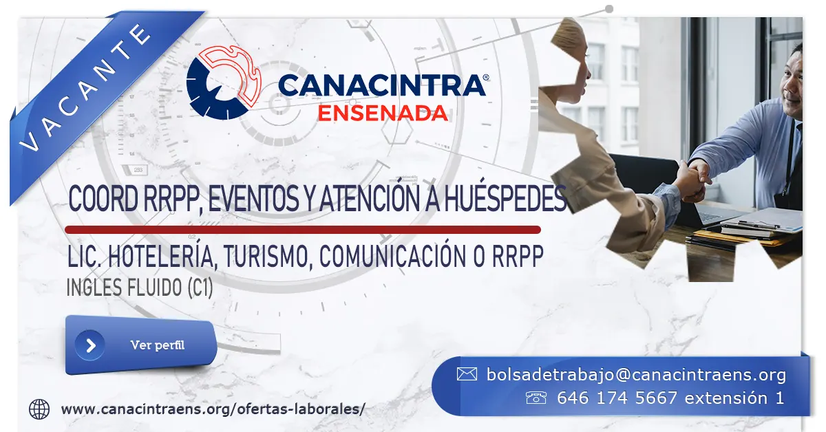 Coord. de RRPP, Eventos y Atención a Huéspedes.